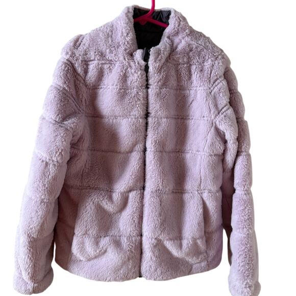 Athleta Girl Reversible Warm + Fuzzy Jacket Pink & Purple Girls size M 8-10 - Picture 3 of 9
